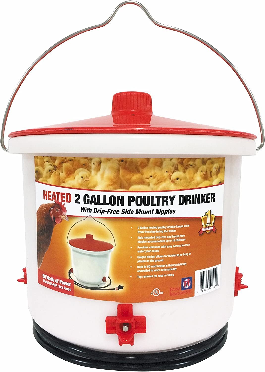 Abreuvoir chauffant à tétines - Farm Innovators - 2 gallons - Ma Poule Express