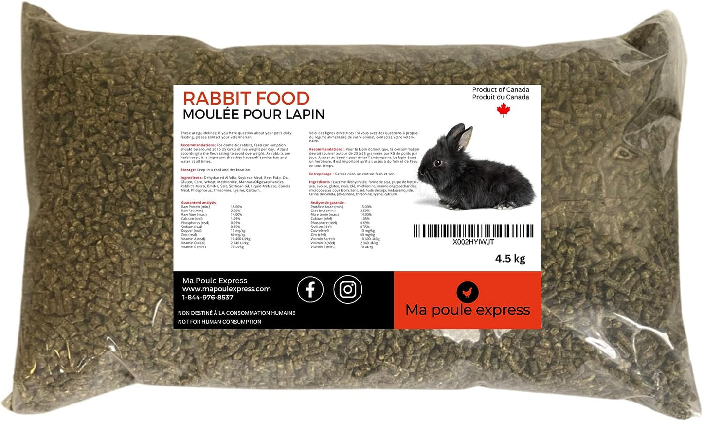 Nourriture pour Lapin 10 lbs - Ma Poule Express